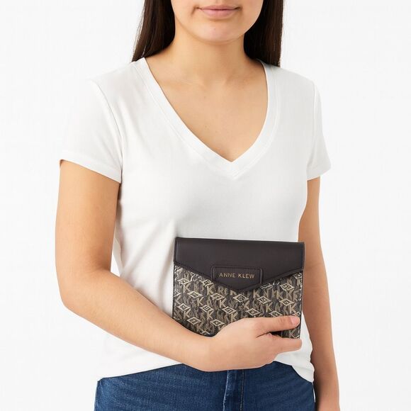 Anne Klein logo envelope shoulder bag clutch - Picture 1 of 8